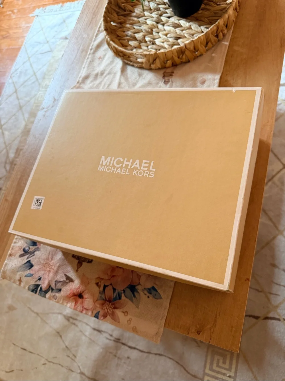 Michael Kors Cream & Floral Platform Sneakers with Gold Accent
